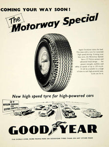 1959 Ad Goodyear Motorway Special Car Tyres Tires Automobile Parts Racing YMT2