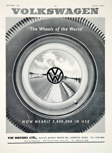 1959 Ad Volkswagen VW Beetle Bug Saloon Car Classic Automobile Tire Wheel YMT2