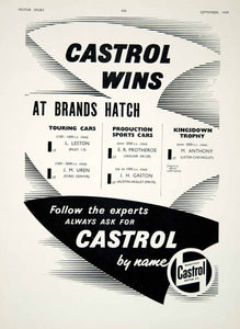 1959 Ad Castrol Motor Oil Car Auto Racing British Grand Prix Brands Hatch YMT2