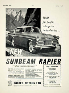 1959 Ad Rootes Motors 1960 Sunbeam Rapier III 2Door Saloon Car Classic Auto YMT2