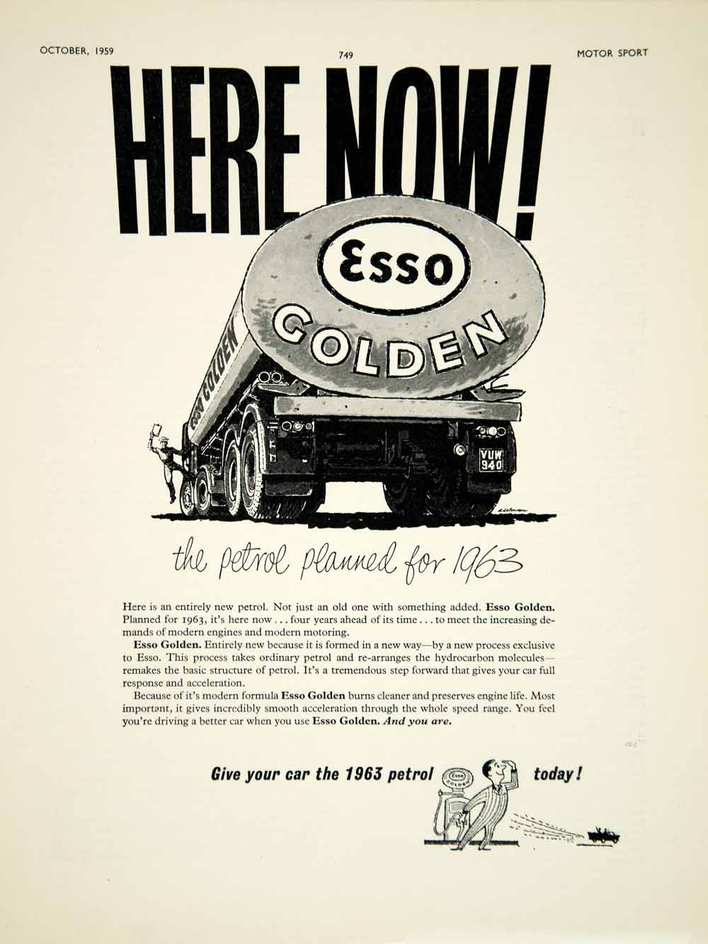 1959 Ad Esso Golden Petroleum Gas Fuel Oil Car Automobile Semi-Truck Garage YMT2