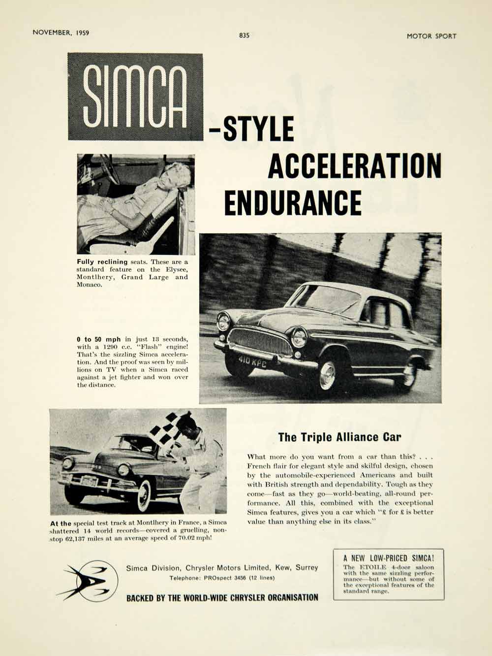 1959 Ad 1960 Simca Aronde P60 2-Door Hardtop Coupe Car Classic Automobile YMT2