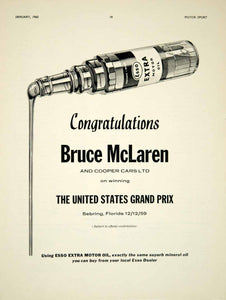 1960 Ad Esso Extra Motor Oil Bruce McLaren Cooper Car US Grand Prix Racing YMT2