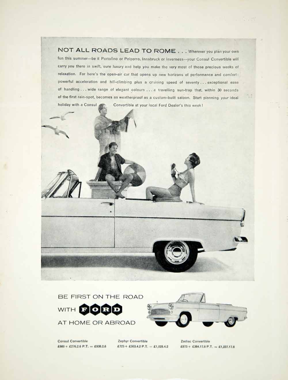 1960 Ad Ford Consul 2 Door Convertible Classic Car Collector Automobile YMT2