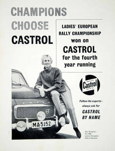 1960 Ad Castrol Motor Oil Volvo Car Auto Ewy Rosqvist Ladies European Rally YMT2