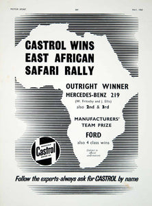 1960 Ad Castrol Motor Oil Petrol East African Safari Rally Auto Racing Car YMT2