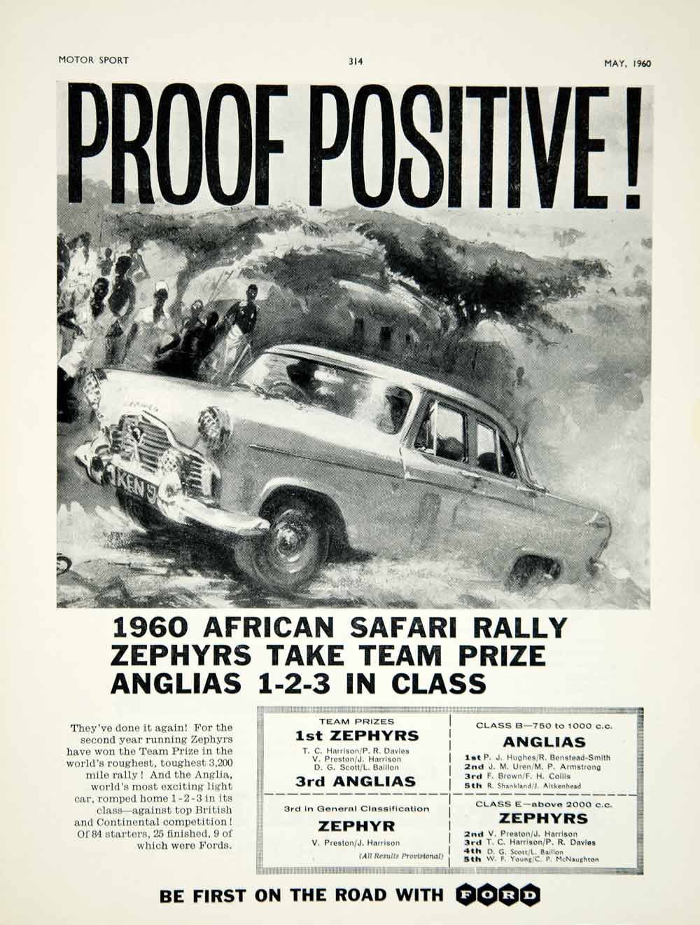 1960 Ad Ford Zephyr Mark II Car Classic Auto African Safari Rally Racing YMT2