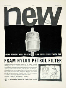 1960 Ad Frith Cleveland Fram Nylon Petrol Oil Filter Car Automobile Parts YMT2