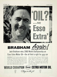 1960 Ad Esso Extra Motor Oil Petrol Jack Brabham Formula 1 Race Driver Auto YMT2