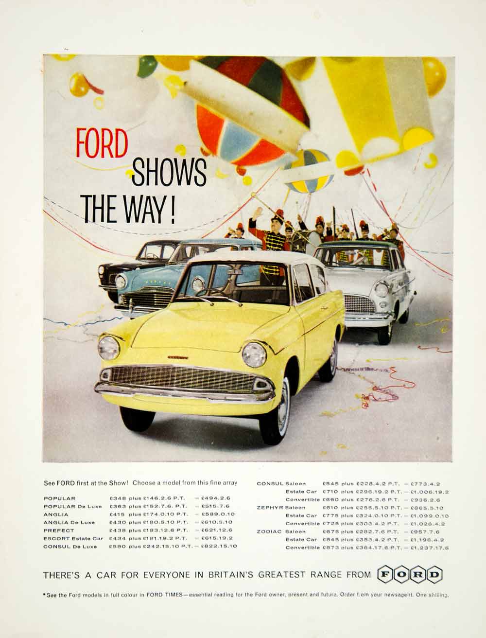 1960 Ad 1961 Ford Anglia 105E Saloon Classic Car Auto Marching Band Music YMT2