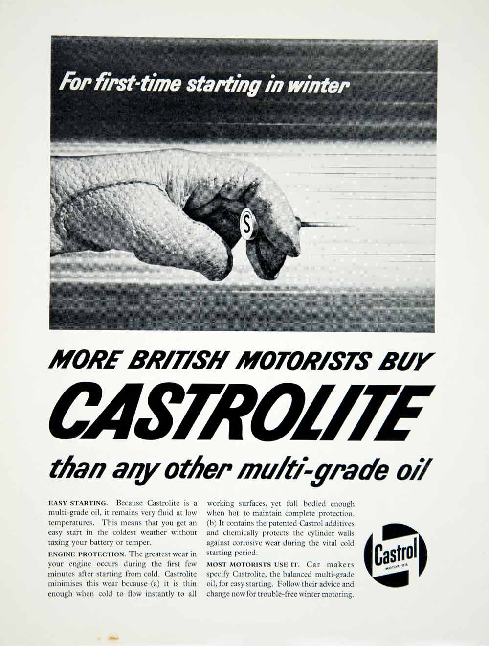 1960 Ad Castrol Motor Multi-Grade Oil Petroleum Car Automobile Racing Auto YMT2