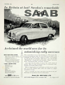 1960 Ad 1961 Saab 96 2-Door Sedan Classic Car Automobile Rally Racing Auto YMT2
