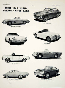 1959 Print 1960 Mercedes-Benz 300SL AC Greyhound Jaguar XK150 Car Auto YMT2