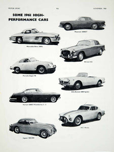 1960 Print 1961 Mercedes-Benz 300SL Maserati 3500GT Bristol 406 Car Auto YMT2