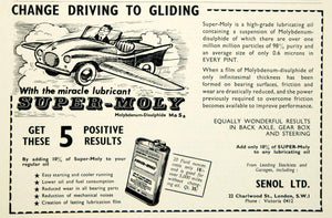 1959 Ad Senol SuperMoly Motor Oil Lubricant Petroleum Car Automobile Garage YMT2