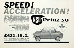 1960 Ad NSU Prinz 30 2-Door Saloon Coupe Car Classic Collector Automobile YMT2