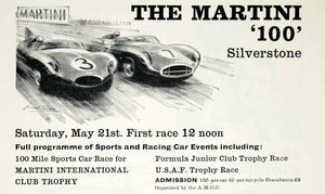 1960 Ad Michael Turner Art Martini 100 Silverstone Circuit Formula 1 Race YMT2