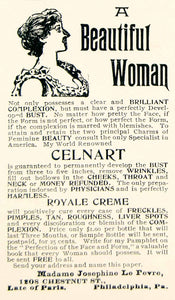 1895 Ad Madame Josephine Le Fevre Celnart Royale Creme Bust Complexion Face YMT3