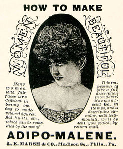 1895 Ad Antique Adipo-Malene Bust Enhancement Beauty Quackery L. E. Marsh YMT3