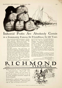 1928 Ad Richmond Virginia Chamber Commerce Tourism Horse Riding Industrial YNB1