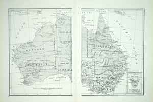 Print Map Political Map Australia Tasmania States Melbourne Sydney Perth YNG1