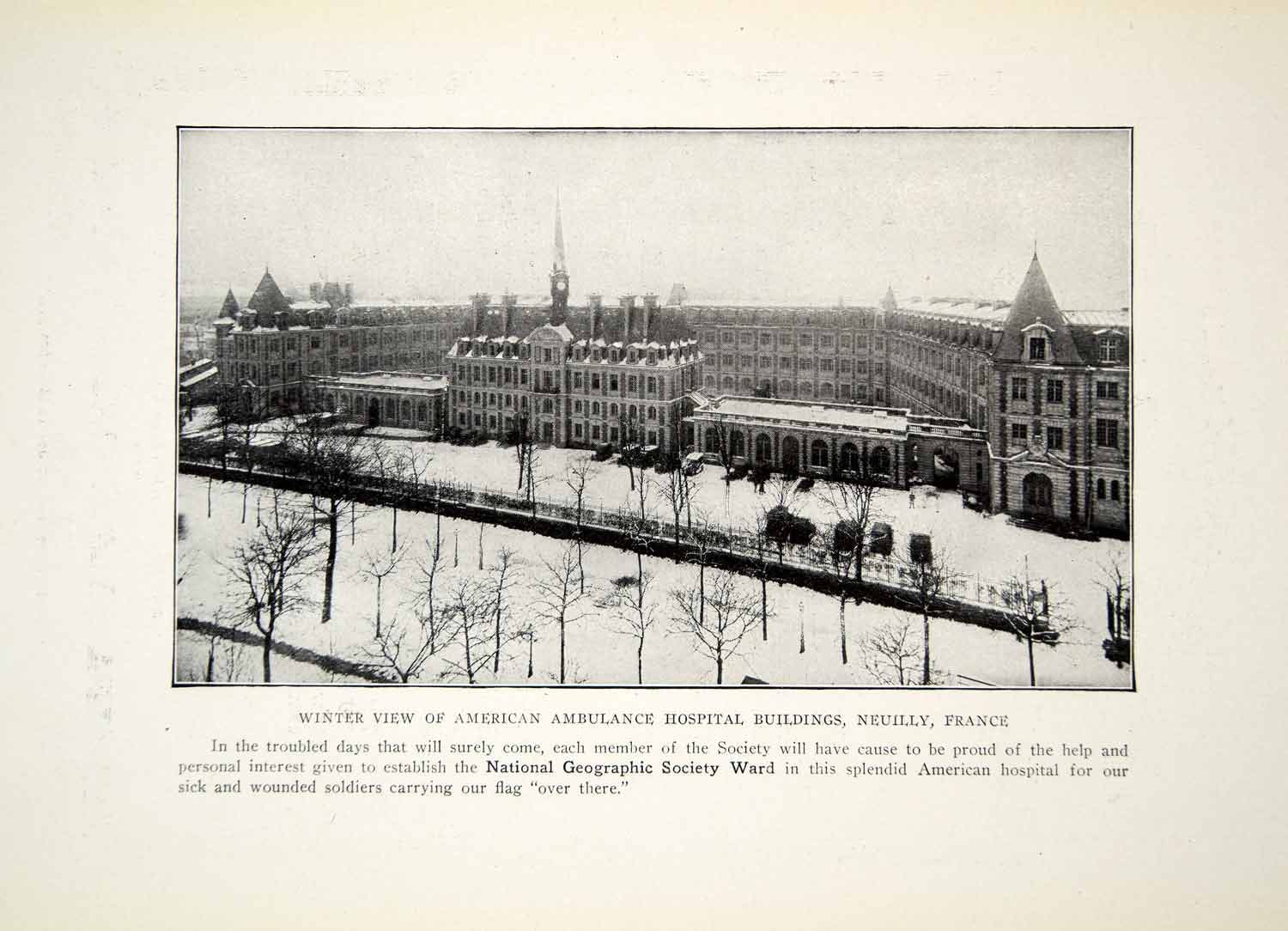 1917 Print World War I American Ambulance Building Neuilly France Historic YNG1
