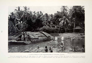 1917 Print Colombo Sri Lanka Canal Boat Landscape Historical Image View YNG1