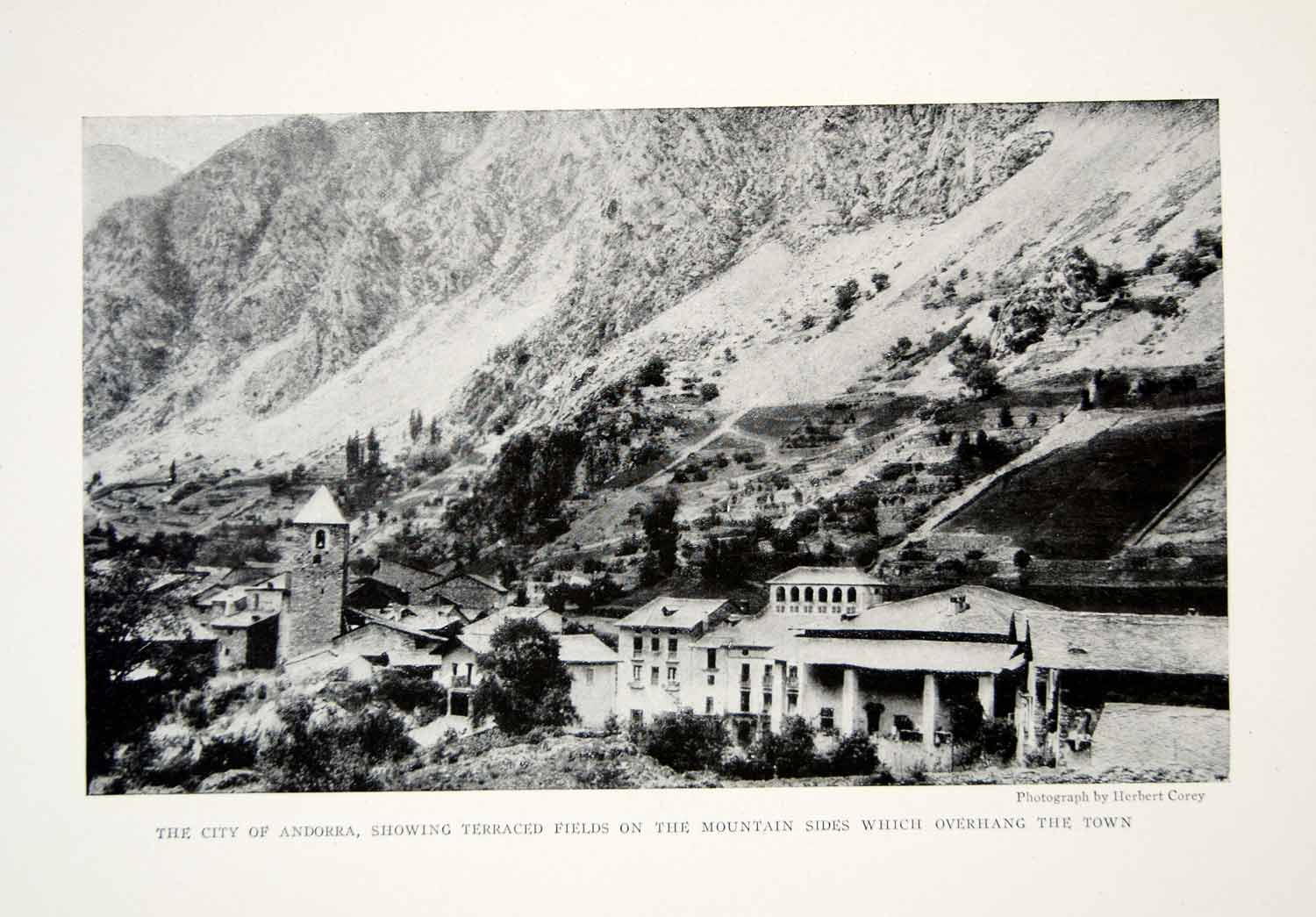 1918 Print Andorra Cityscape Architecture Republic Landscape Historical YNG2