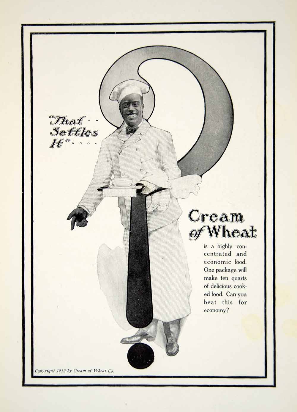 Chef Rastus 1918 Ad Cream of Wheat Food Grain Cereal Rastus Icon Wartime Consumabl ...