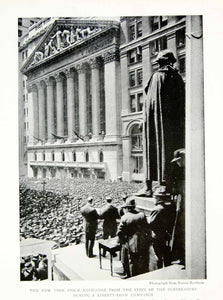1918 Print WWI Liberty Loan Campaign Rally Wall Street Stock Exchange YNG3