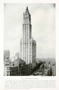1918 Print Woolworth Building 233 Broadway New York Skyscraper NYC Landmark YNG3