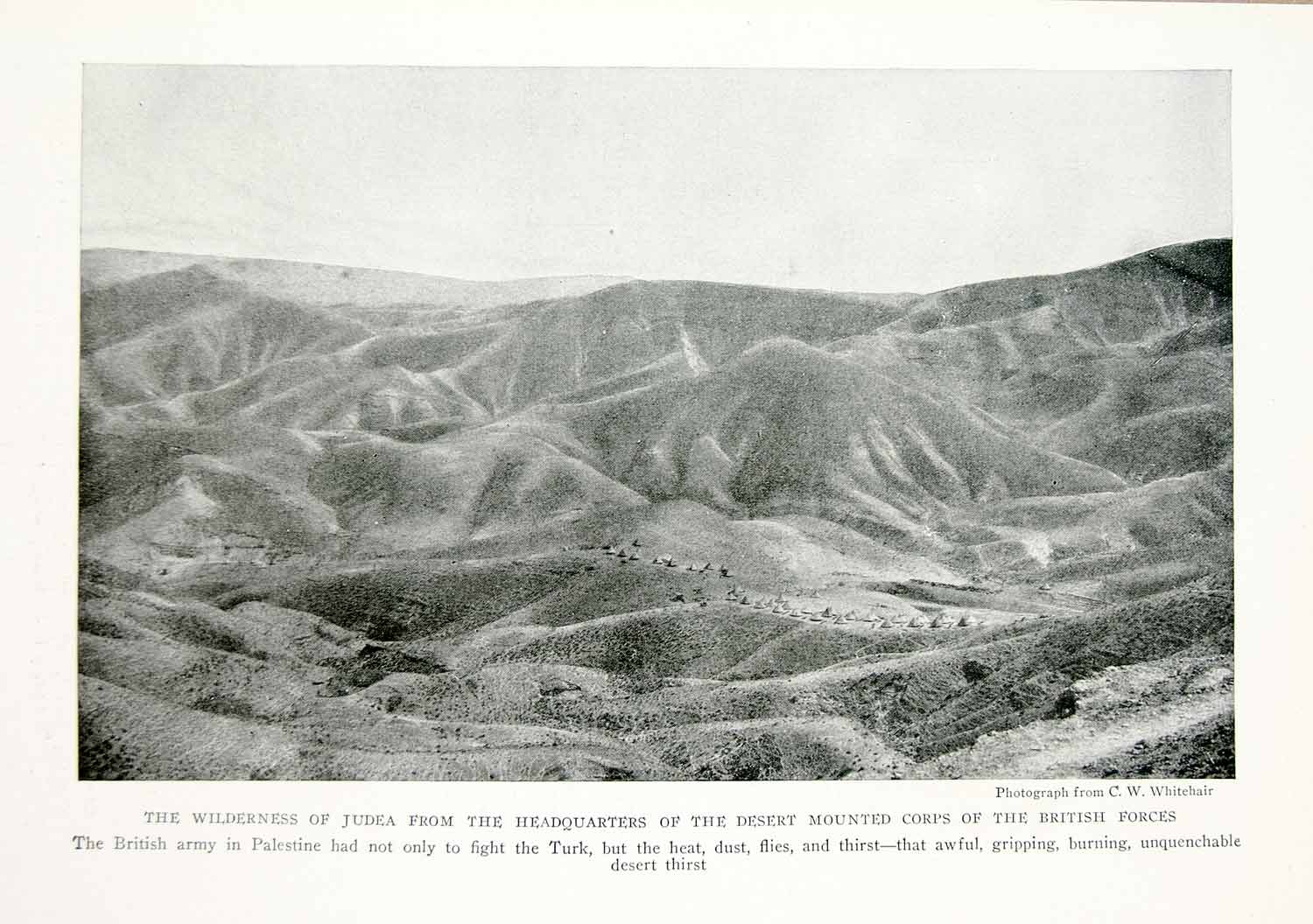 1918 Print Wilderness of Judea Judaean Desert Palestine Holy Land Landscape YNG3