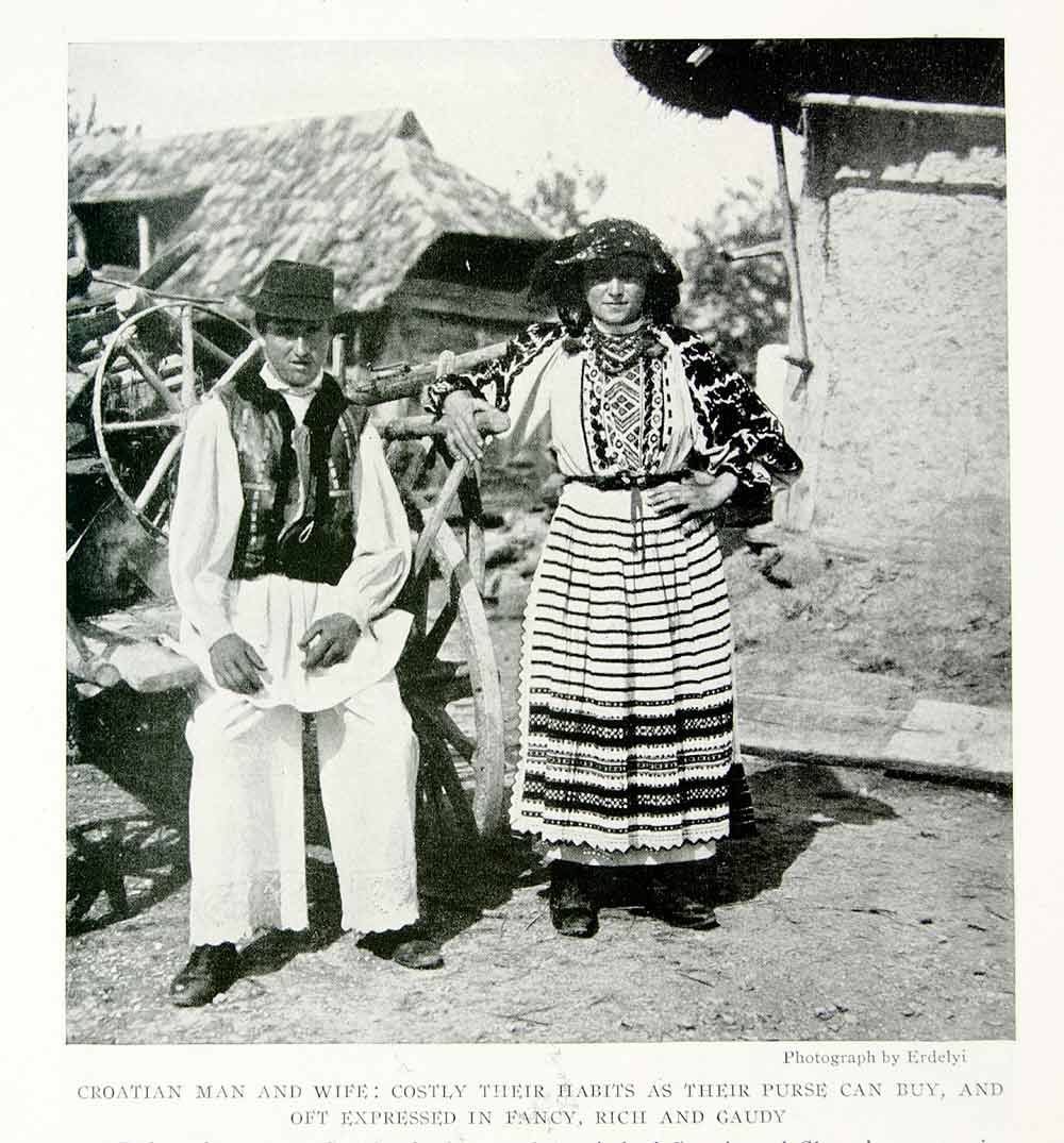 1918 Print Croatian Man Costume Traditional Folk Dress Husband Wife Croatia YNG3