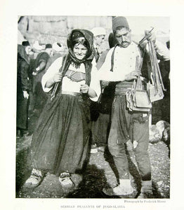 1918 Print Serbian Peasants Costume Dress Man Woman Serbia Yugoslavia YNG3