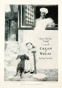 1918 Ad Vintage Cream of Wheat Cereal Chef Rastus Jack the Giant Killer Dog YNG3