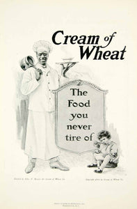 1918 Ad Cream of Wheat Cereal Chef Rastus Child Eating Edward V. Brewer YNG3