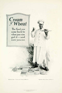 1918 Ad Cream of Wheat Cereal Food Rastus Chef Jacket Edward V. Brewer Art YNG3