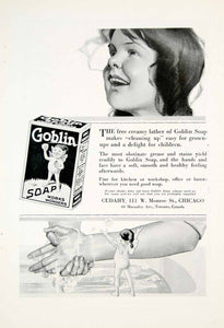 1918 Ad Vintage Goblin Soap Girl Child Washing Hands Cleaning Health Cudahy YNG3