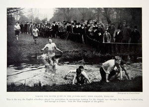 1919 Print Eton College England Junior Race Water Jump Historical Image YNG4