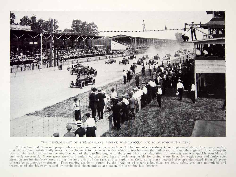 1919 Print Indianapolis Speedway Classic Automobile Race Historical Image YNG4