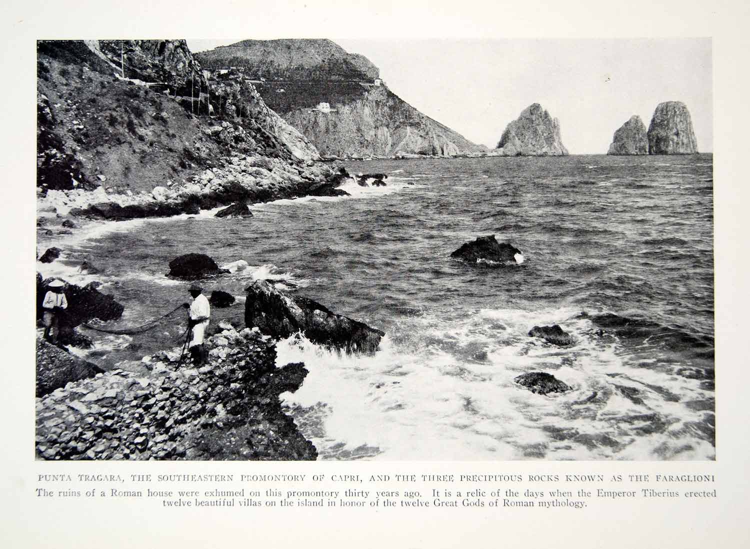 1919 Print Shoreline Capri Faraglioni Island Landscape Historical Image YNG4