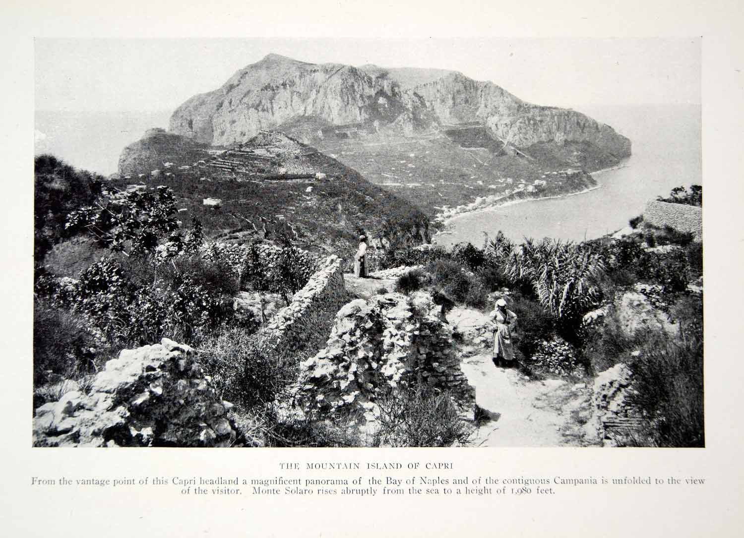 1919 Print Capri Island Landscape View Mountain Historical Image Shoreline YNG4