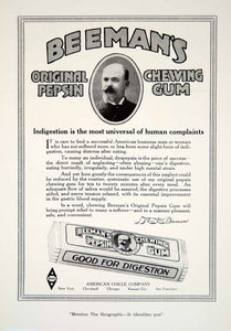 1919 Ad American Chicle Company Beeman Original Pepsin Chewing Gum Digest YNG4
