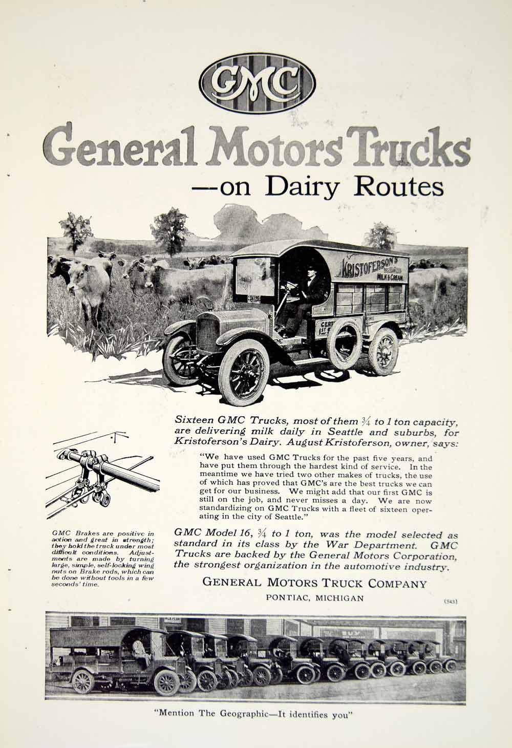1919 Ad General Motors Truck Company Dairy Routes Milk Vehicle Automobile YNG4