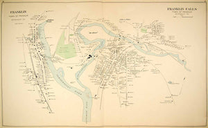 1892 Lithograph Franklin Falls Map Aiken Winnipiseogee Pemigewasset YNHA1