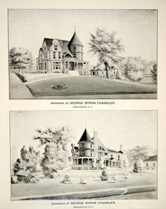 1892 Print George Byron Chandler Manchester Home Residence Architecture YNHA1
