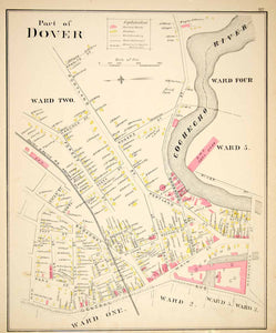 1892 Lithograph Map City Dover Strafford County New Hampshire NH New YNHA2