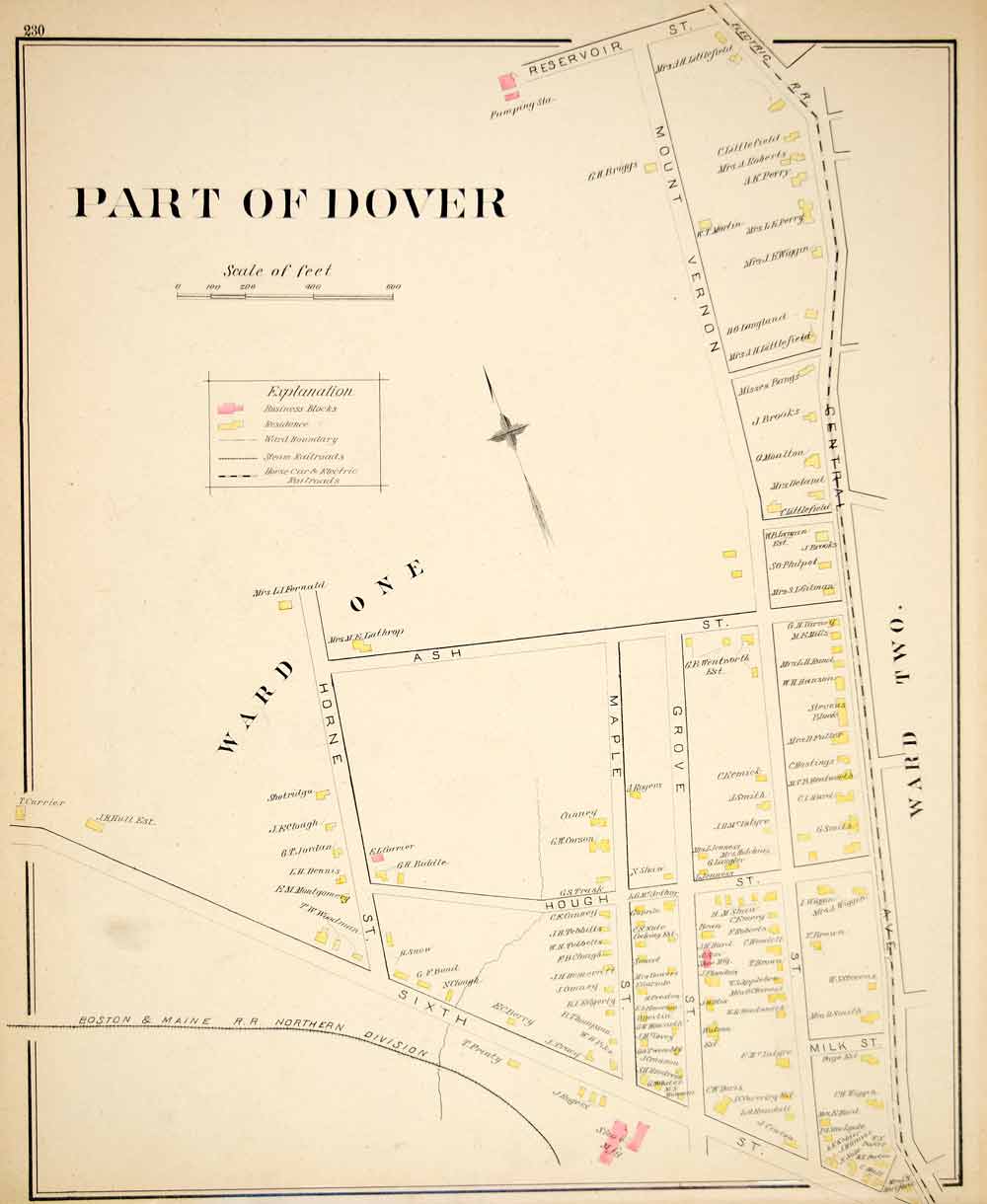 1892 Lithograph Map Dover City Ward 1 2 Strafford County New Hampshire NH YNHA2