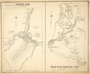 1892 Lithograph Map Gorham Northumberland Town Coos County New Hampshire YNHA2