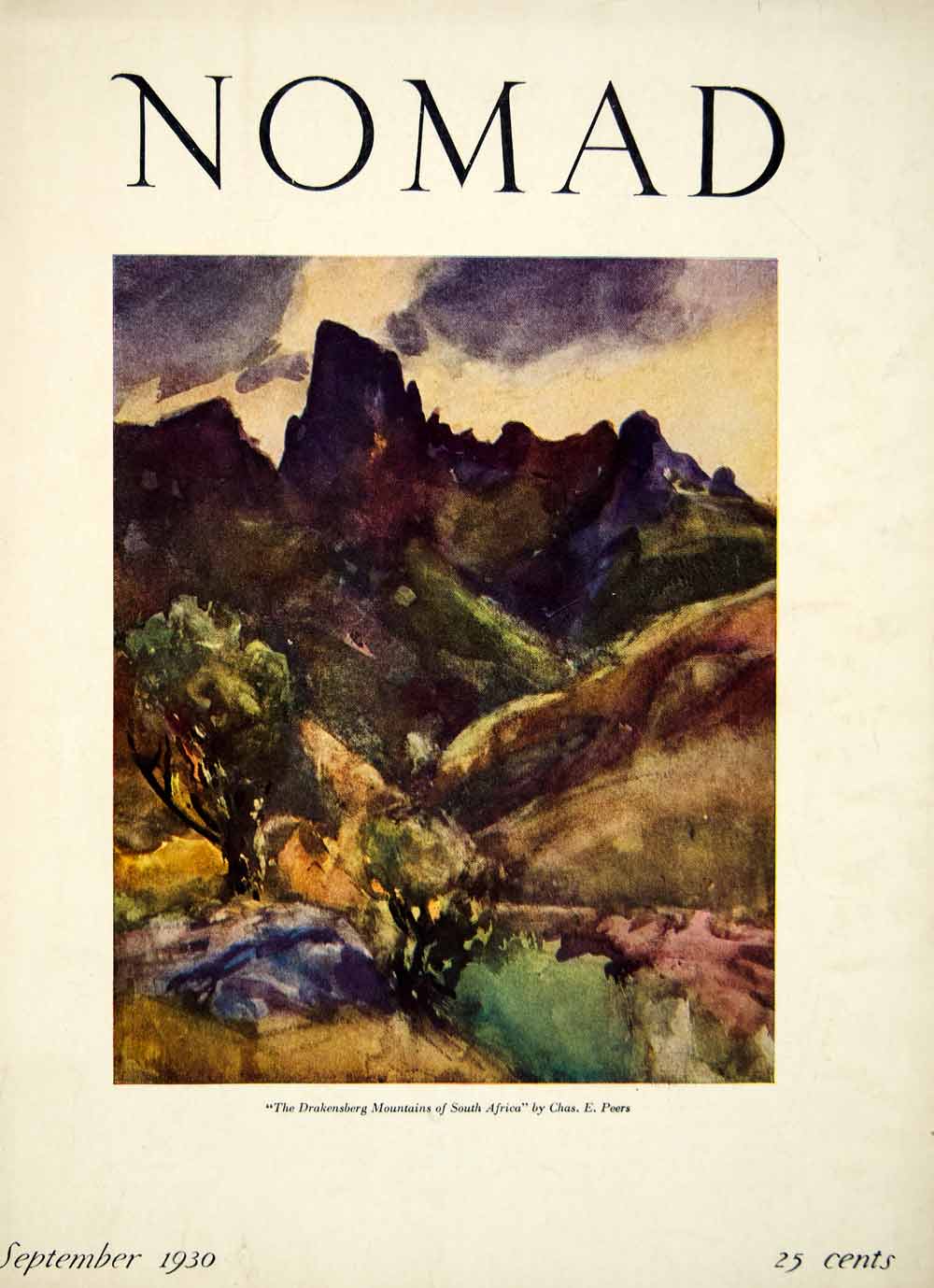 1930 Cover Nomad Magazine Drankensberg Mountains South Africa Chas. E YNM1
